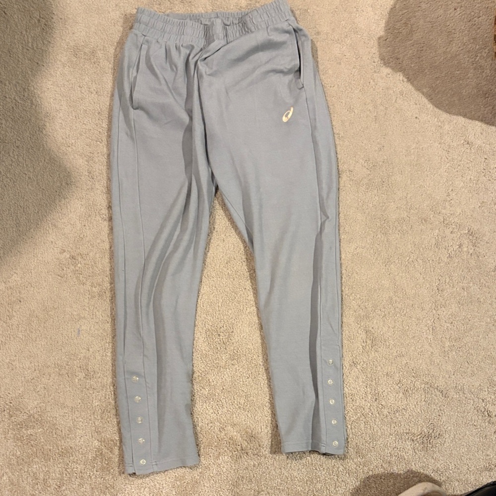 Asics Light Gray Joggers with Button Accents